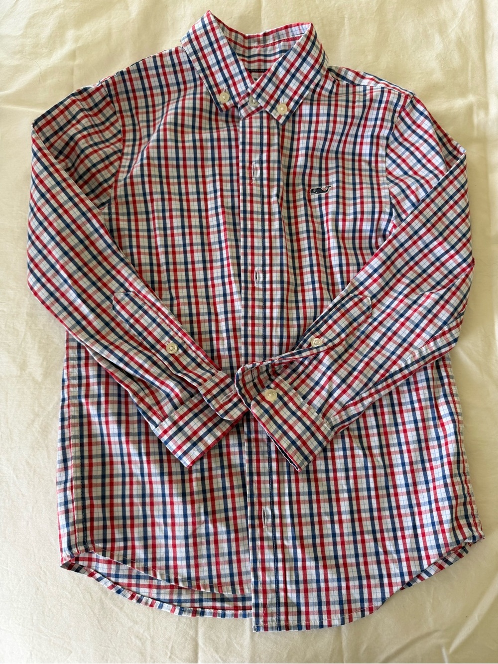 Vineyard Vines Red, Blue & White Plaid Button-Down Shirt ON THE GO BRR Performan